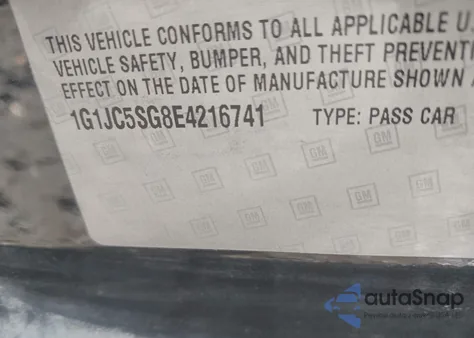 2014 Chevrolet Sonic Lt Auto из США, поврежденный, VIN 1G1JC5SG8E4216741